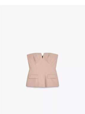 Zara Strapless Structured Bustier Top in Blush Beige